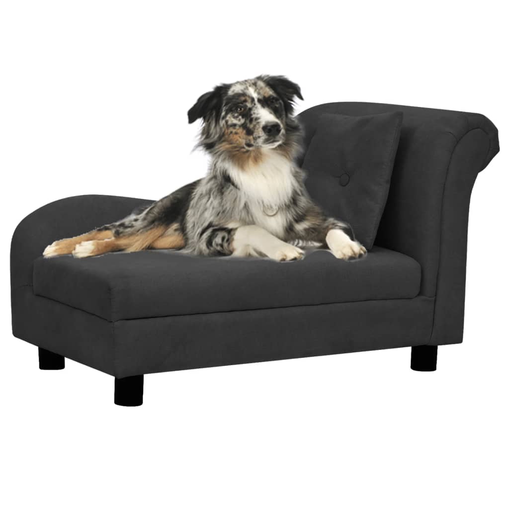 Vetonek Sofá para perros con almohada negro felpa 83x44x44 cm