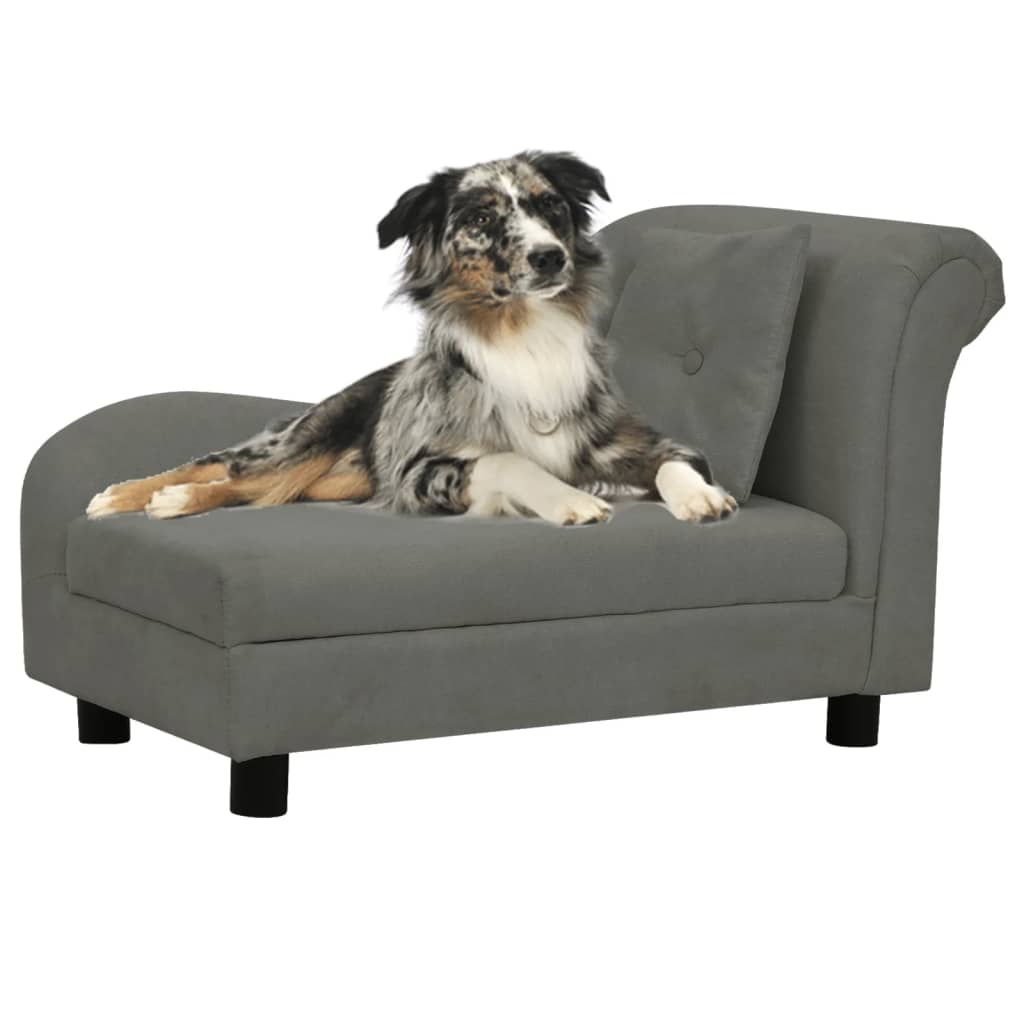 Vetonek Sofá para perros con almohada gris oscuro felpa 83x44x44 cm