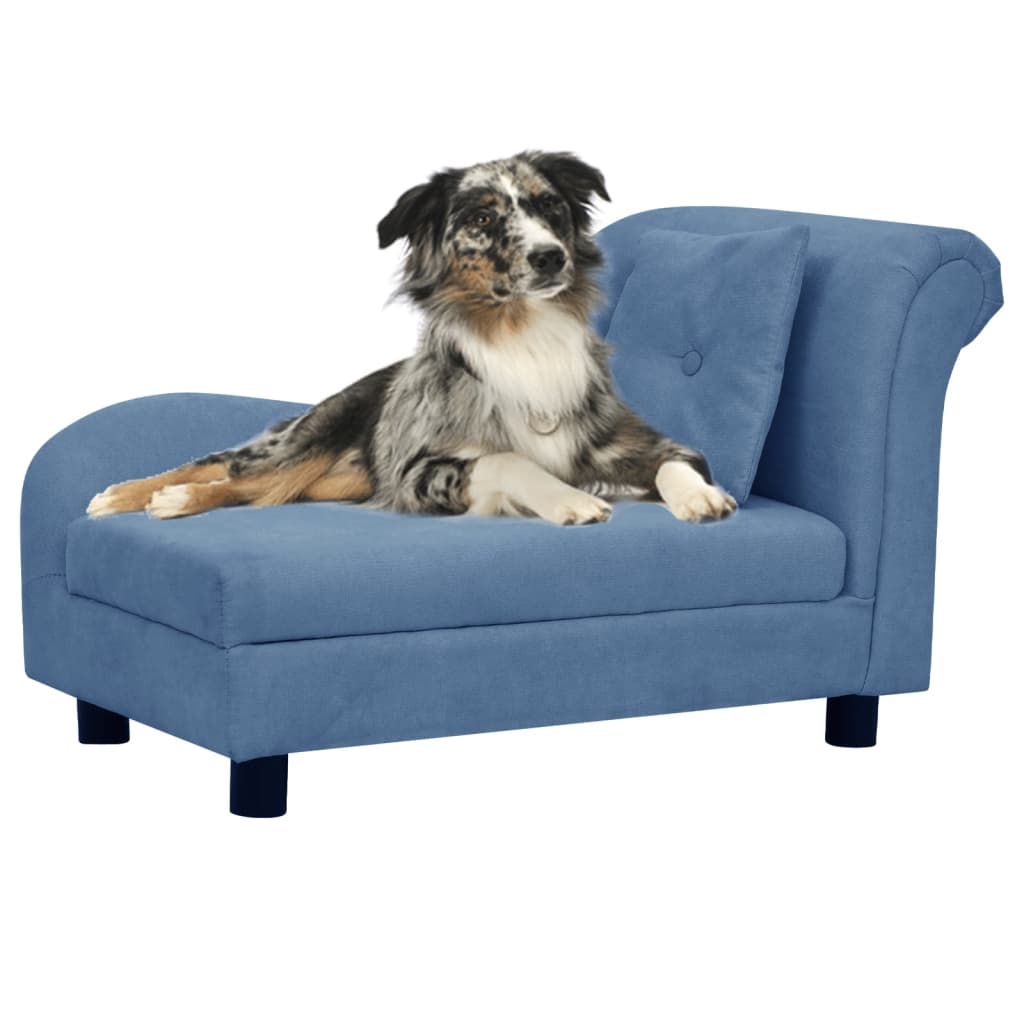 Vetonek Sofá para perros con almohada azul felpa 83x44x44 cm