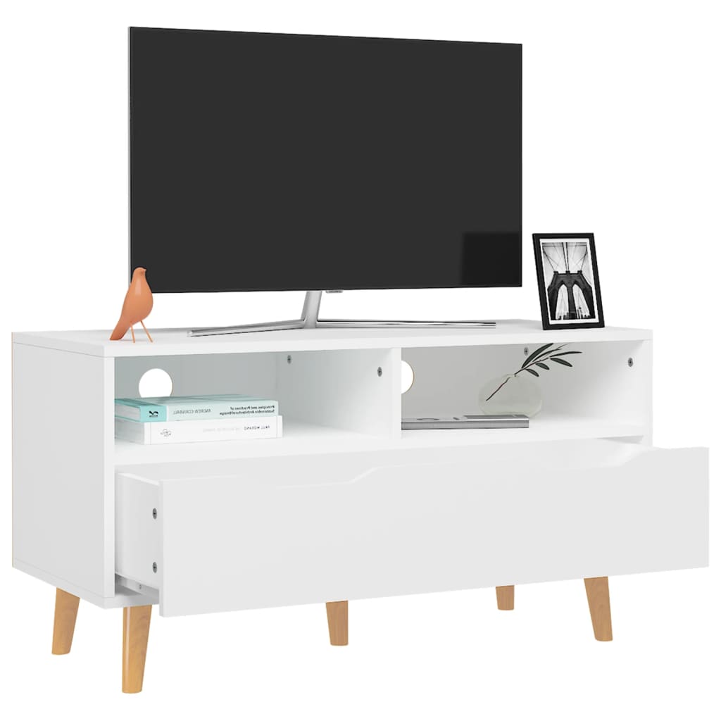 TV furniture white wood 90x40x48.5 cm