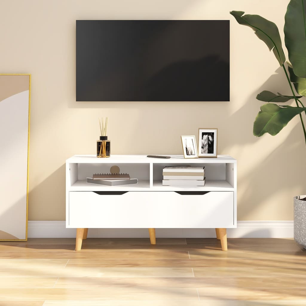 Vetonek Mueble para TV madera contrachapada blanco 90x40x48,5 cm