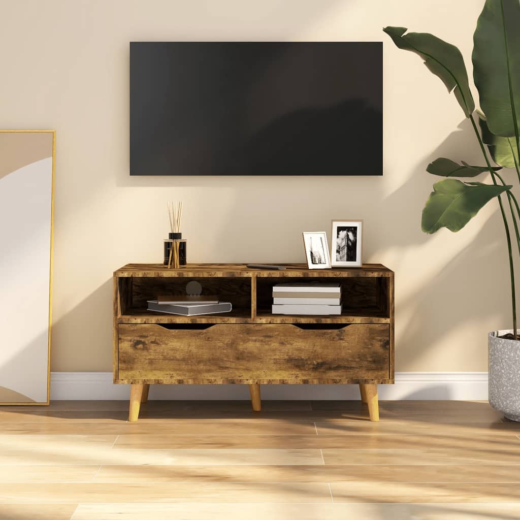 Vetonek Mueble de TV madera de ingeniería roble ahumado 90x40x48,5 cm