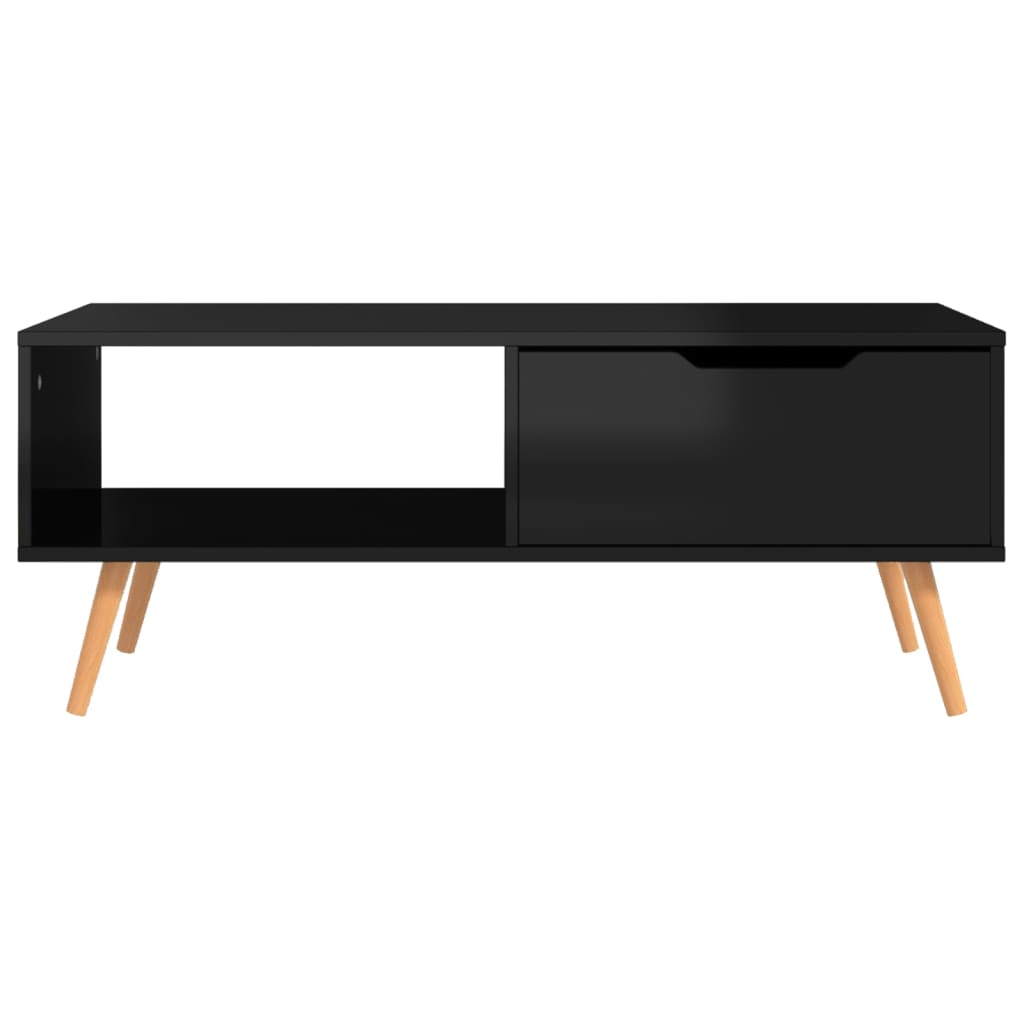 Mesa de centro madera sintetizada Nexus negro brillante 100x49,5x43 cm