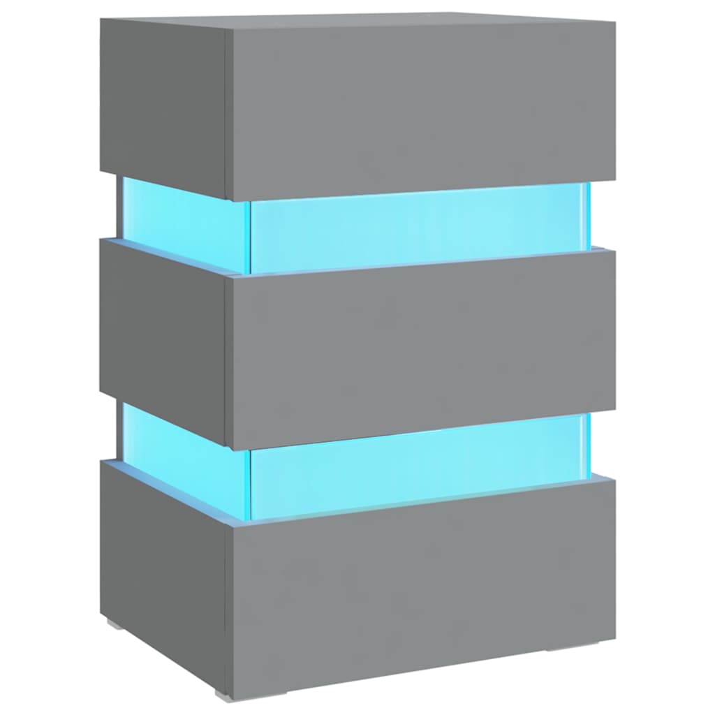 Mesita de noche luz LED madera de ingeniería gris 45x35x67 cm - Vetonek