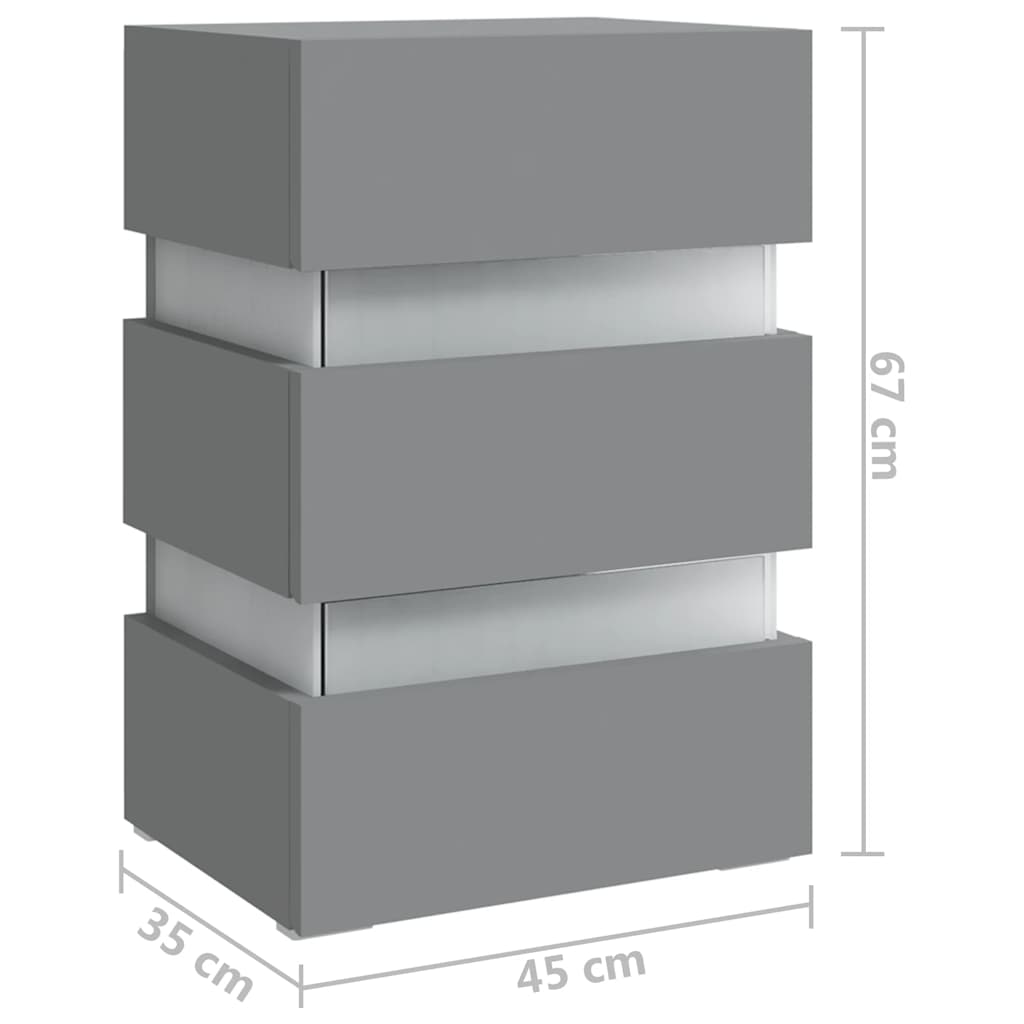 Mesita de noche luz LED madera de ingeniería gris 45x35x67 cm - Vetonek