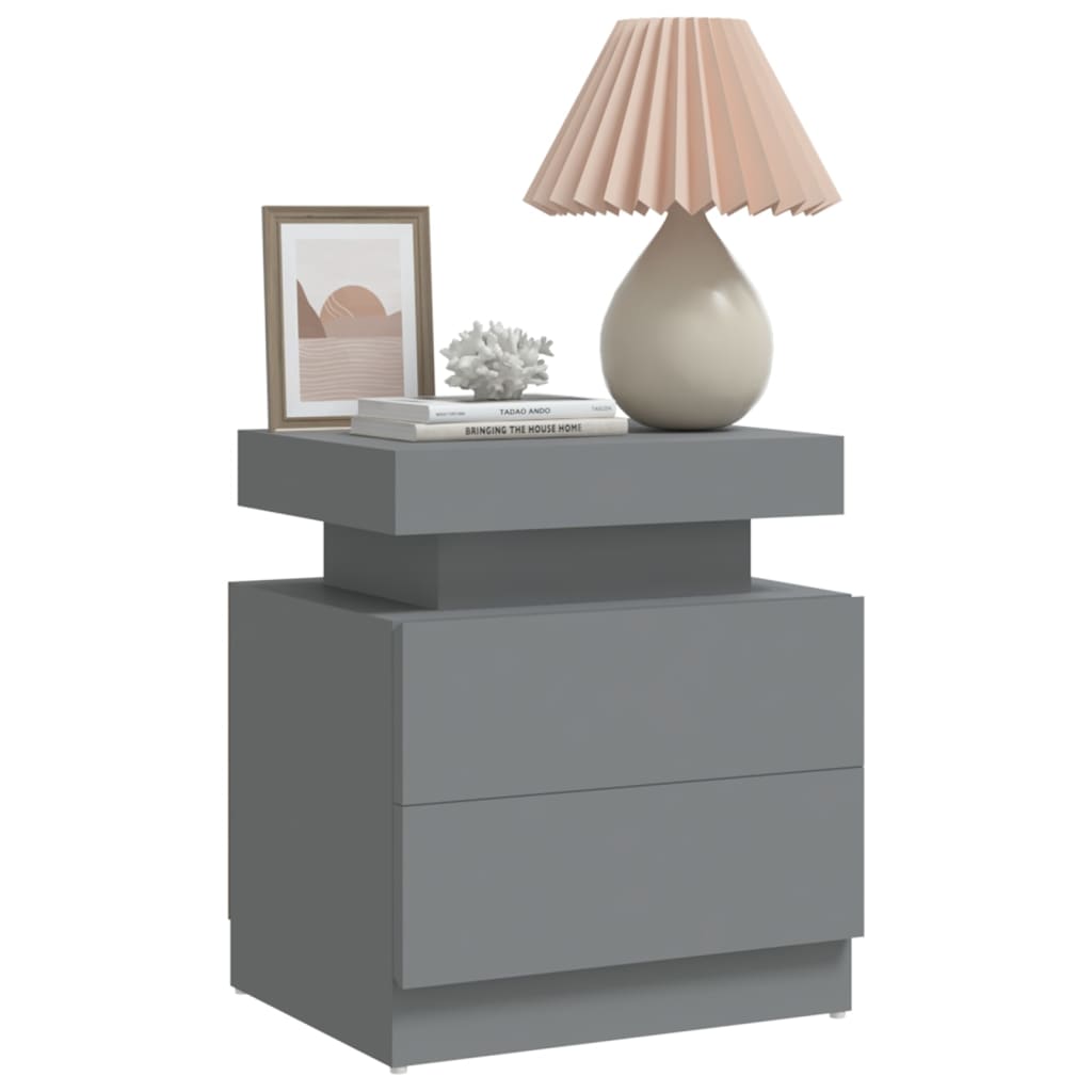 Night table gray engineering wood 45x35x52 cm