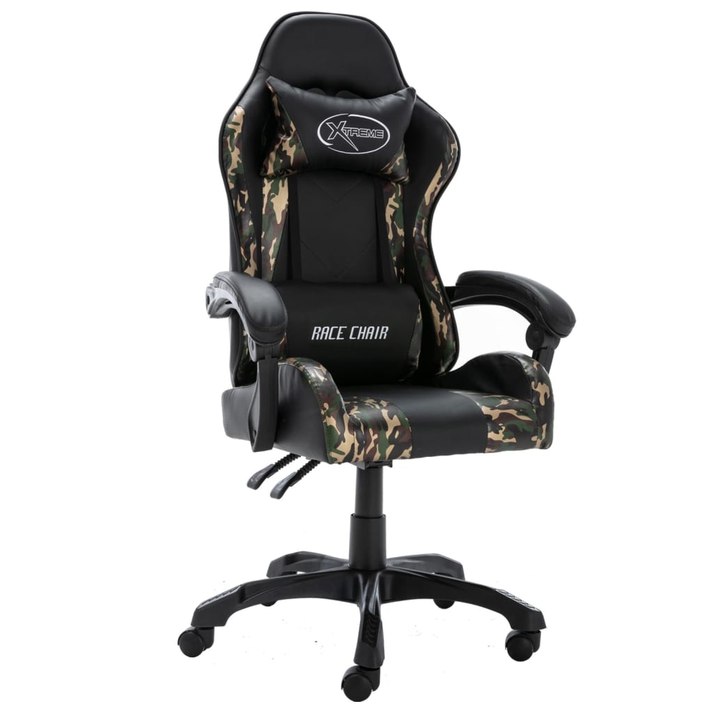 Vetonek Silla gaming de cuero sintético negro y camuflaje