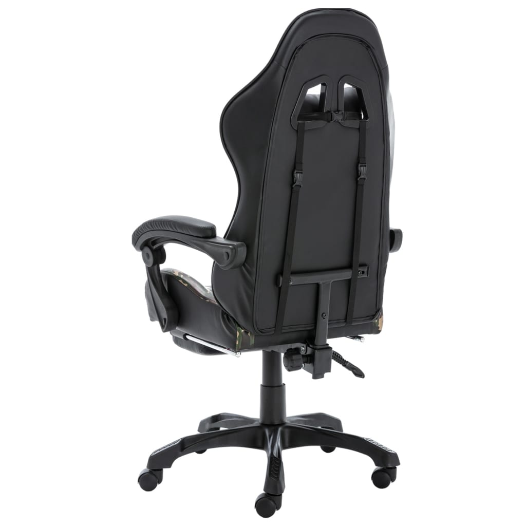 Silla gaming con reposapiés cuero sintético negro y camuflaje vidaXL