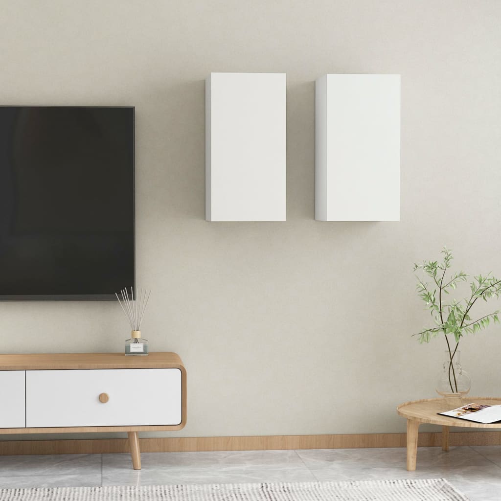 Vetonek Muebles para TV 2 uds madera contrachapada blanco 30,5x30x60 cm