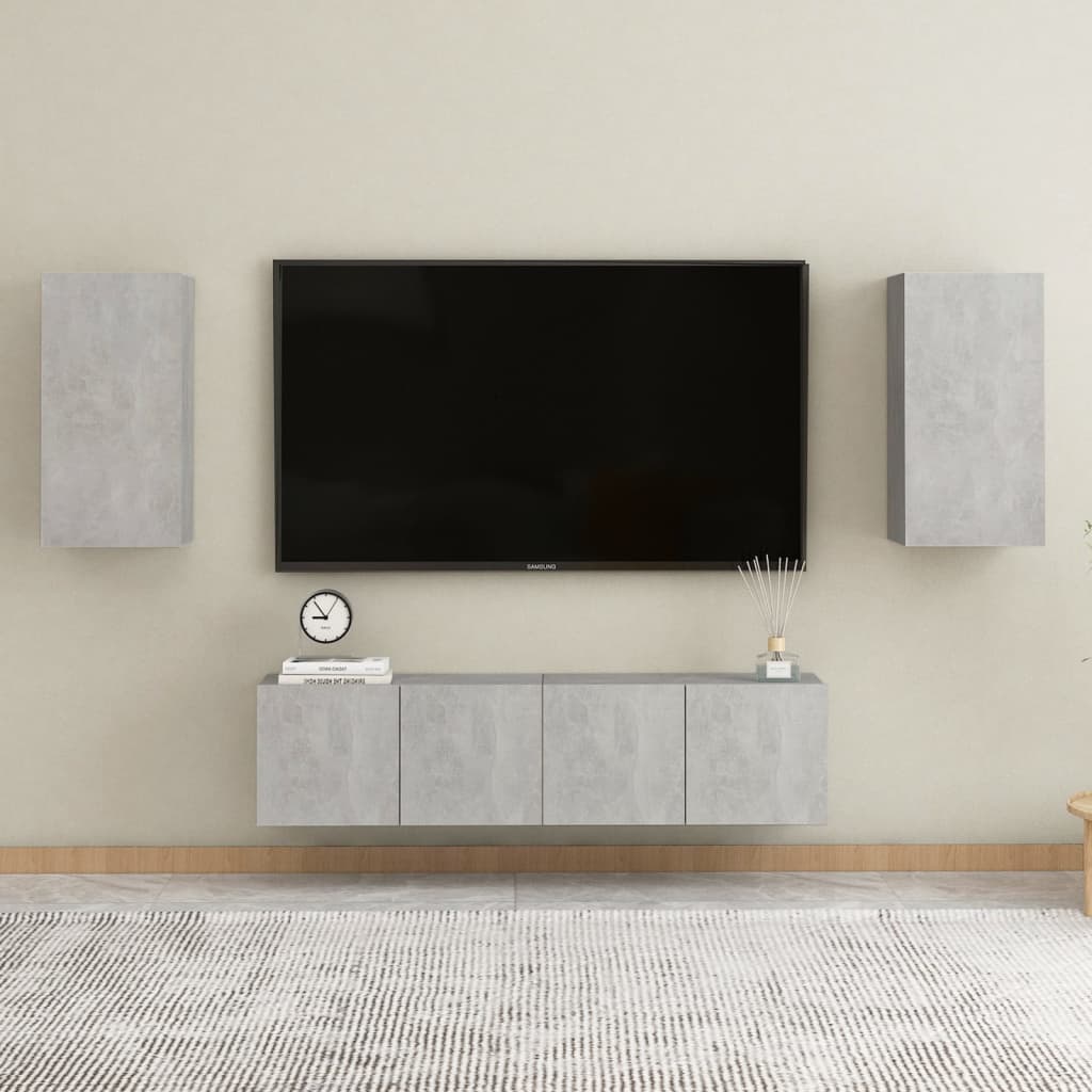 Meubles de télévision 2 Uds Grey Concrete 30.5x30x60 cm