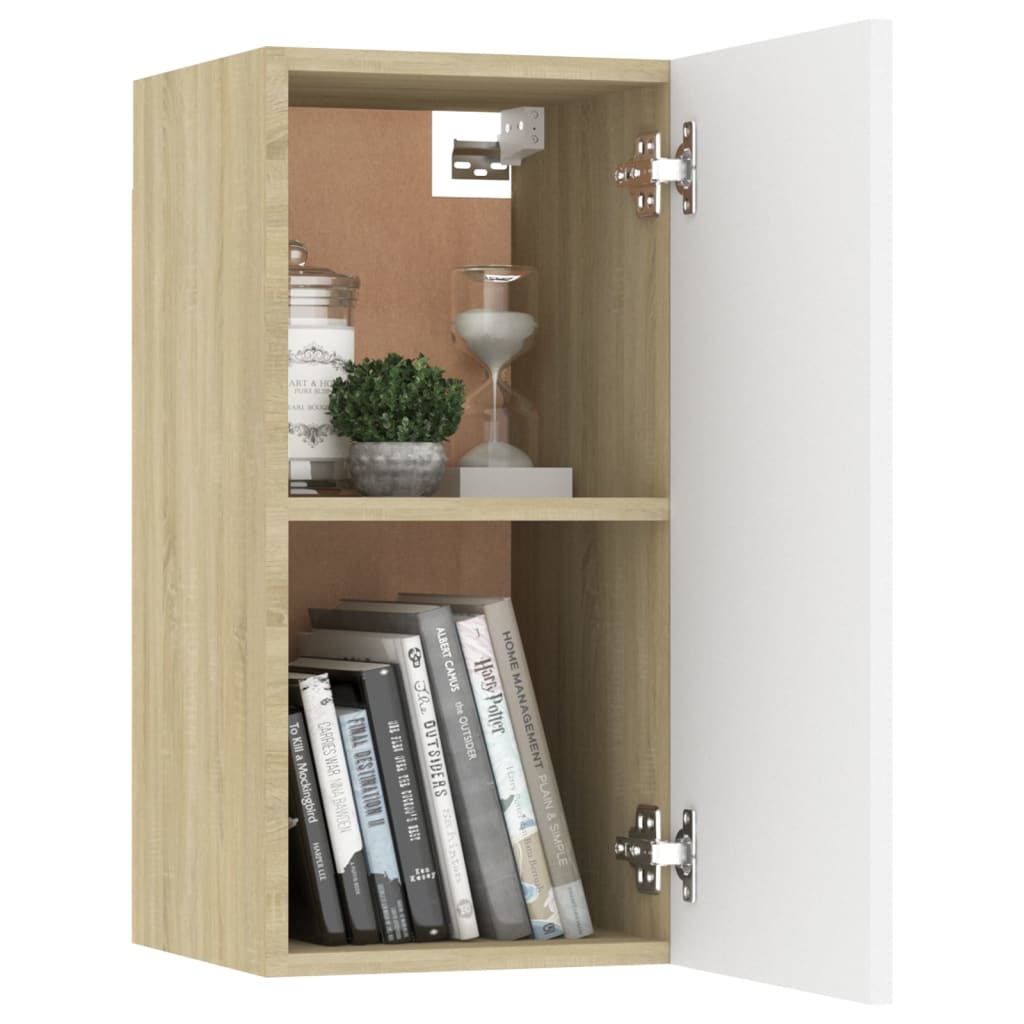 Mueble de TV 2 uds blanco y roble 30,5x30x60 cm vidaXL