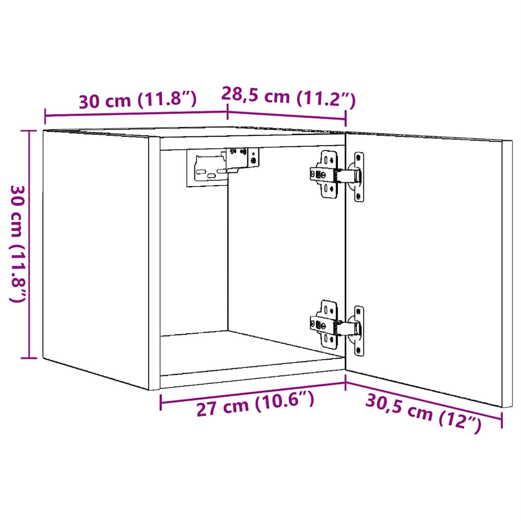 Muebles de salón de pared 2 uds gris hormigón 30,5x30x30 cm vidaXL