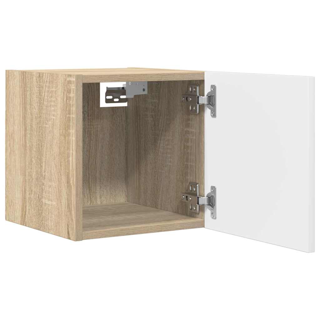 Mueble de salón de pared blanco y roble Sonoma 30,5x30x30 cm vidaXL