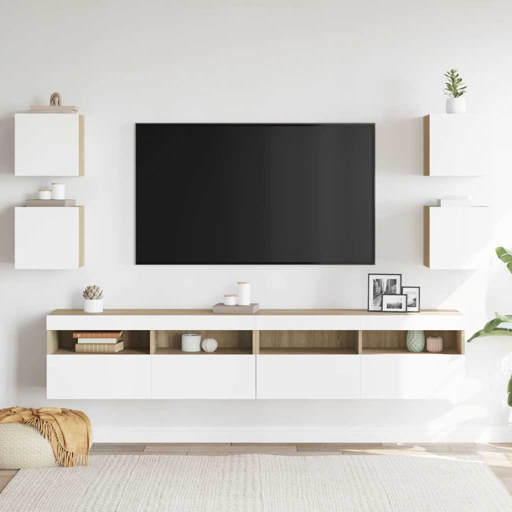 4th white and oak wall living room