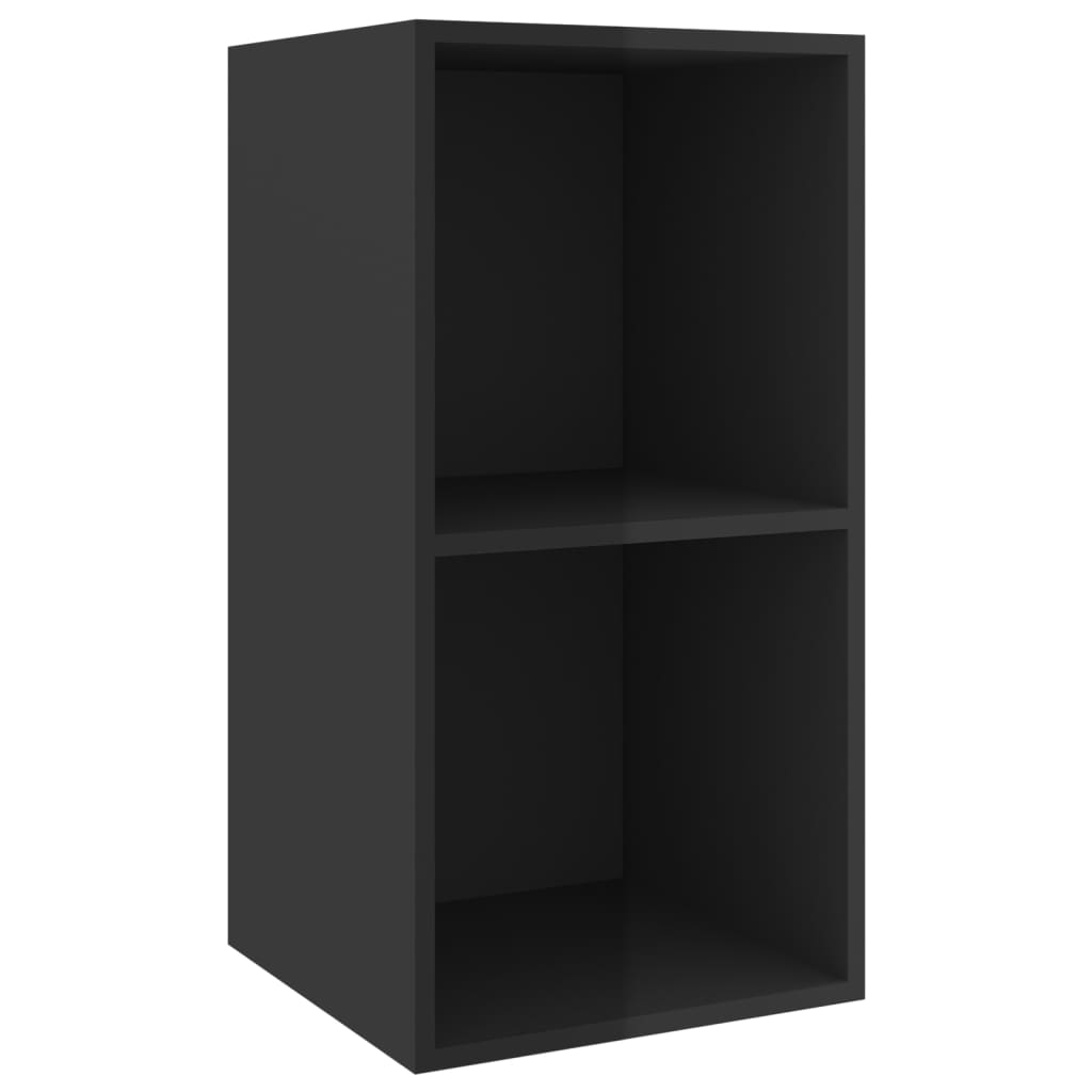 Mueble TV de pared madera negro brillo 37x37x72cm vidaXL