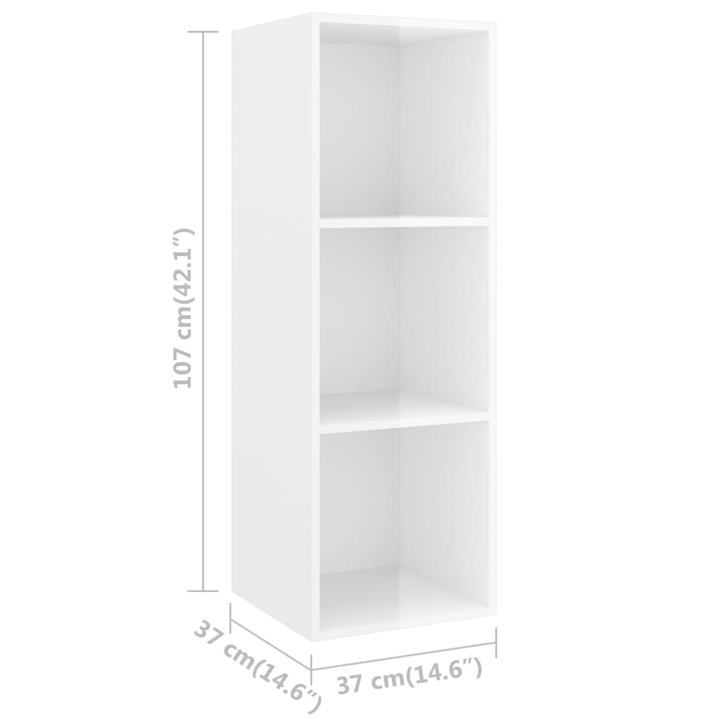 Mueble TV pared madera blanco brillo 37x37x107 cm vidaXL