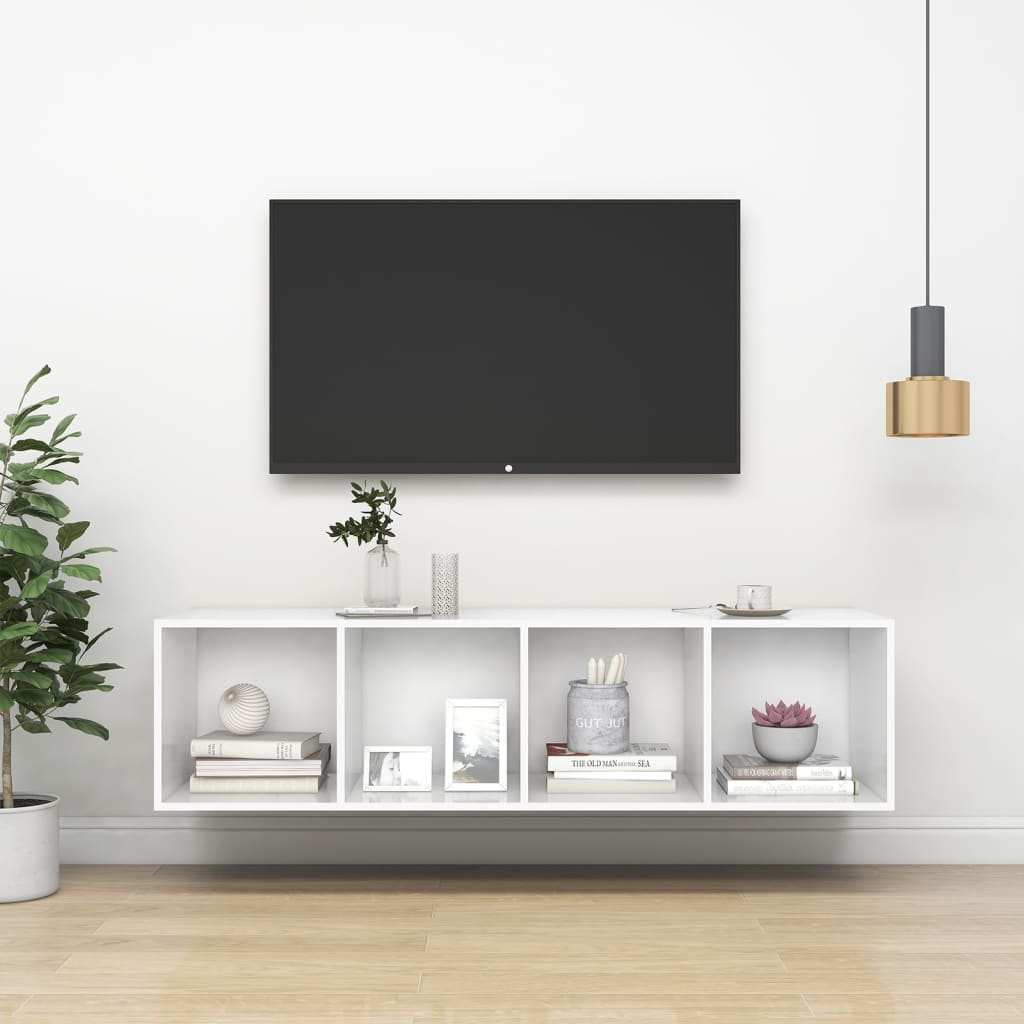 Vetonek TV de pared con madera contrachapada blanco 37x37x142,5 cm