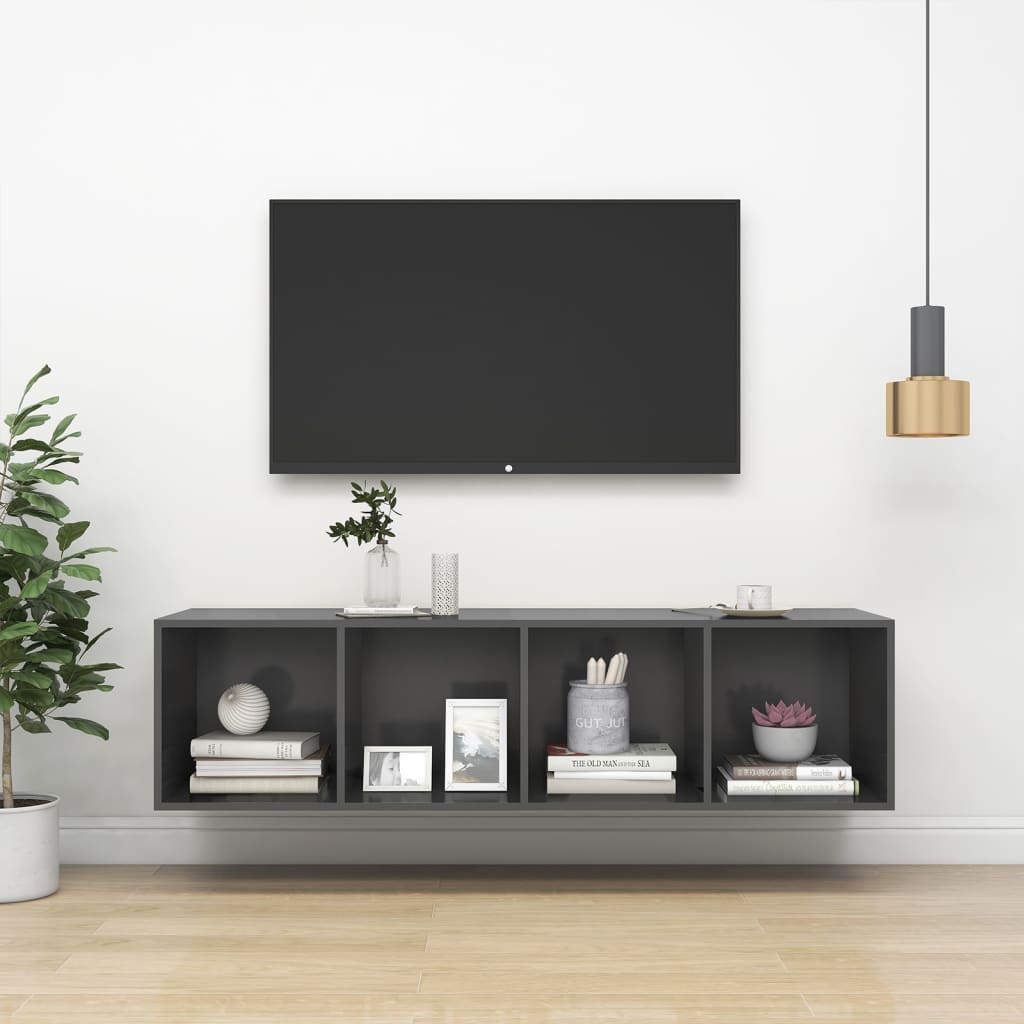 Vetonek Mueble TV pared madera contrachapada gris 37x37x142,5 cm