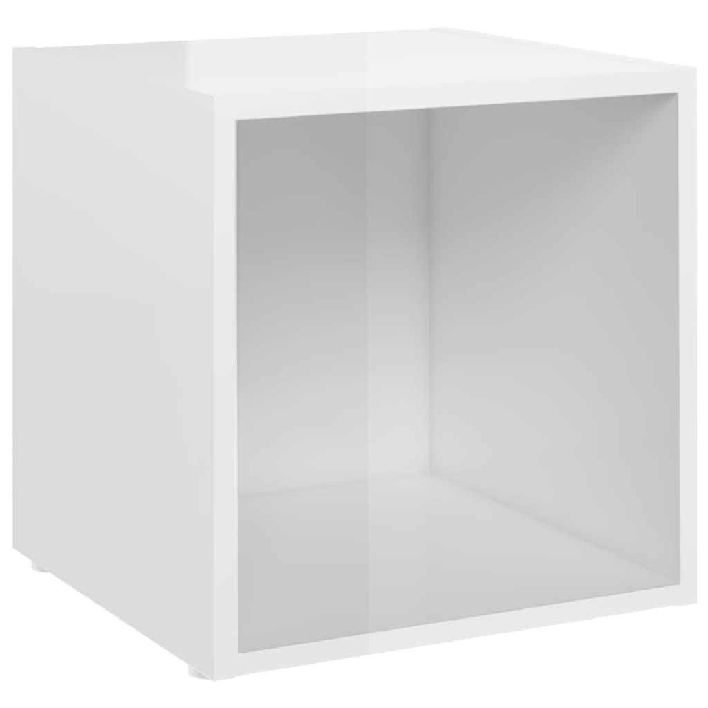 Muebles TV 4 uds madera blanco brillo 37x35x37 cm