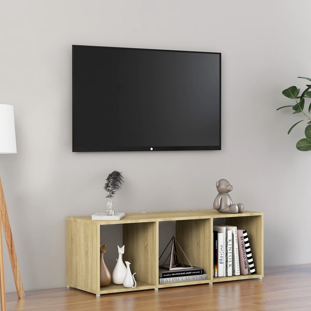 Vetonek Mueble para TV madera contrachapada roble Sonoma 107x35x37 cm