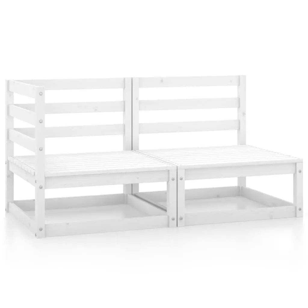 Vetonek Set de salón de jardín de 2 piezas blanco madera maciza de pino