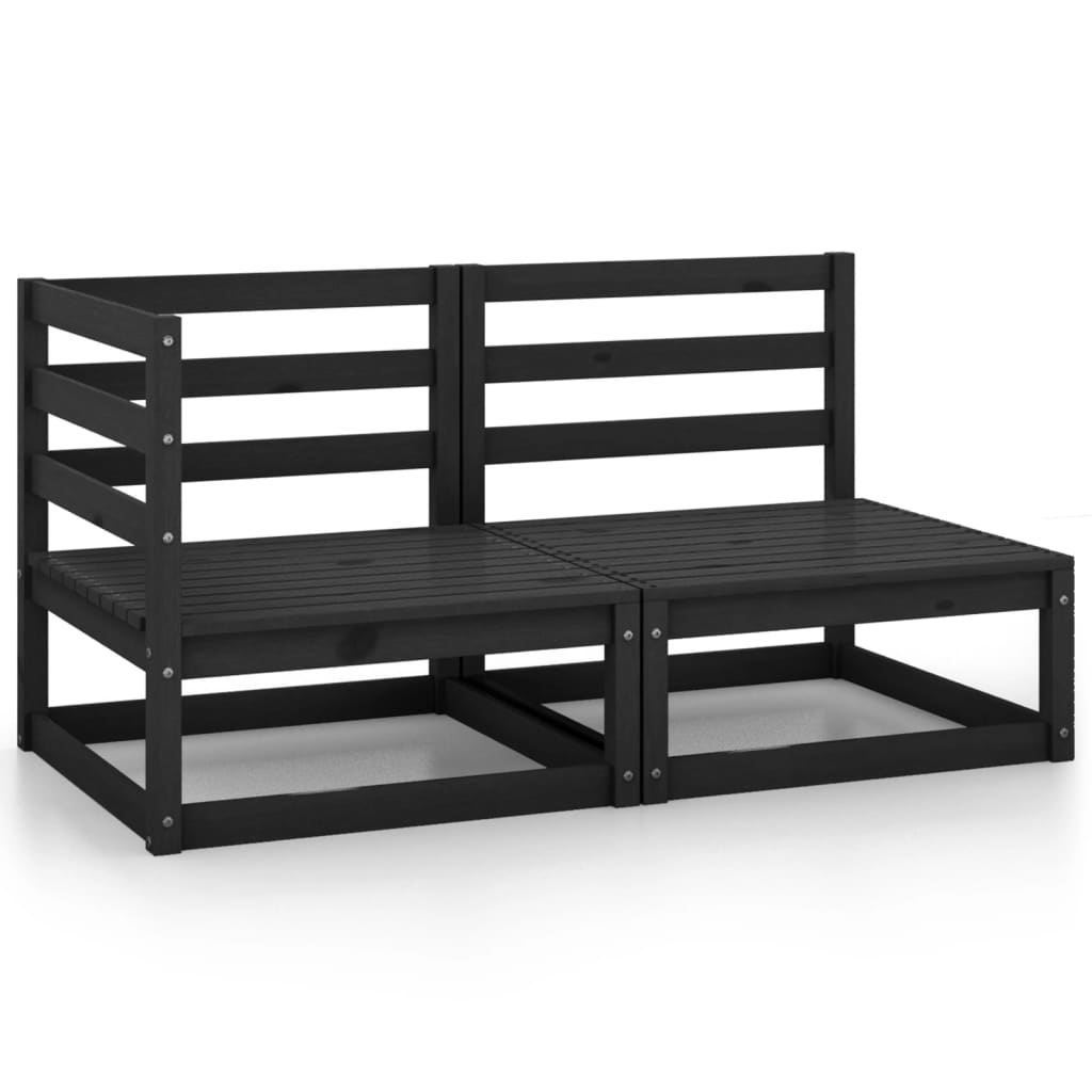 Vetonek Juego de muebles de jardín 2 piezas negro madera maciza de pino