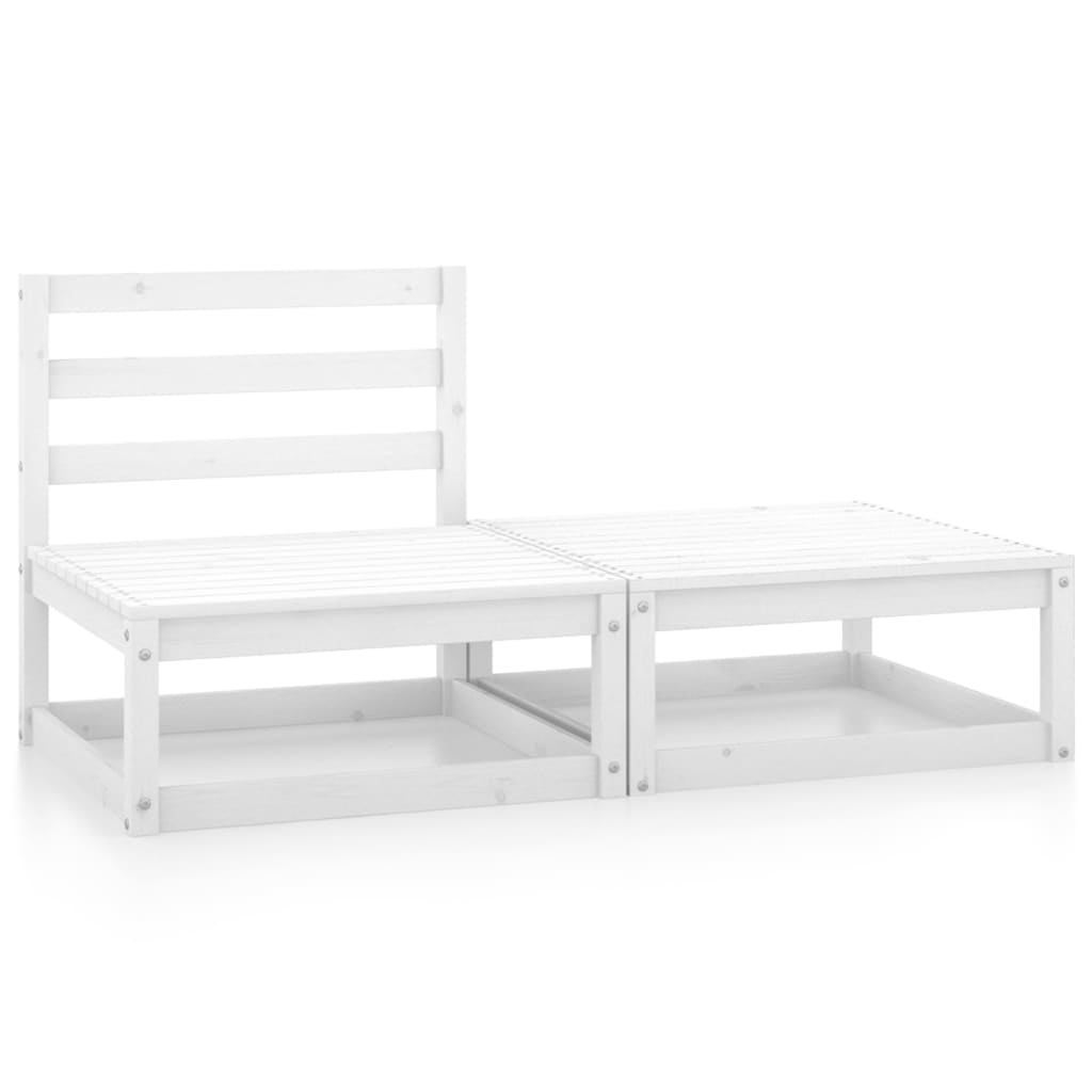 Vetonek Set de salón de jardín de 2 piezas blanco madera maciza de pino