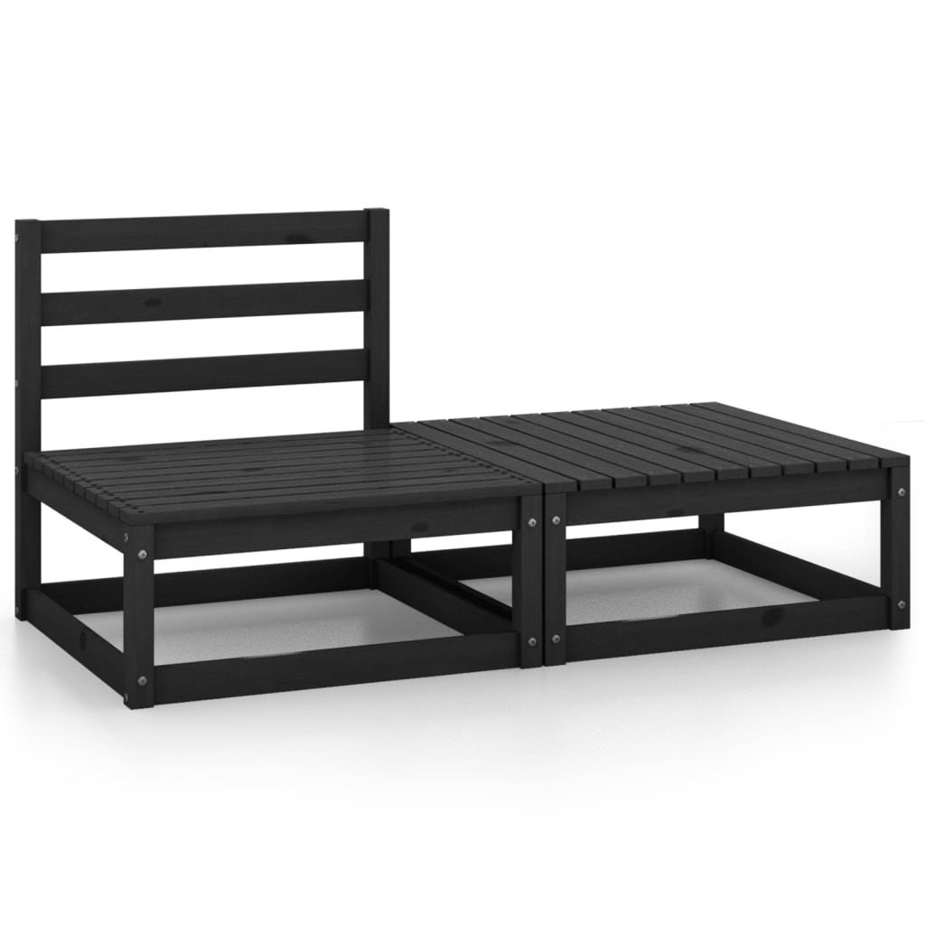 Vetonek Juego de muebles de jardín 2 piezas negro madera maciza de pino