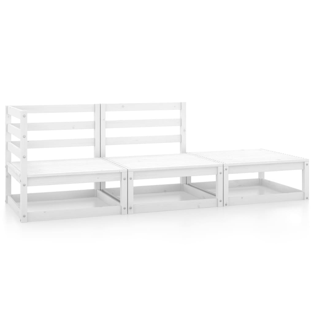 Vetonek Set de salón de jardín de 3 piezas blanco madera maciza de pino