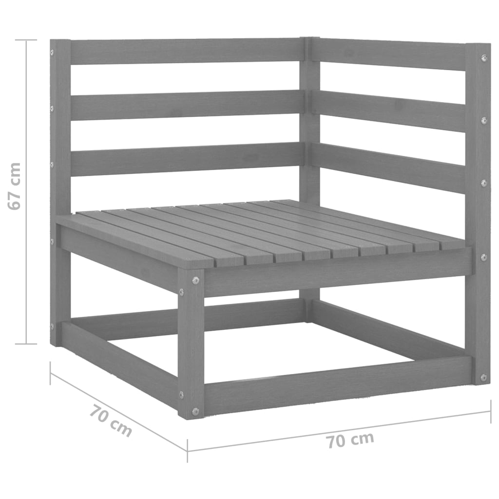 Muebles de jardín 3 piezas gris madera maciza de pino