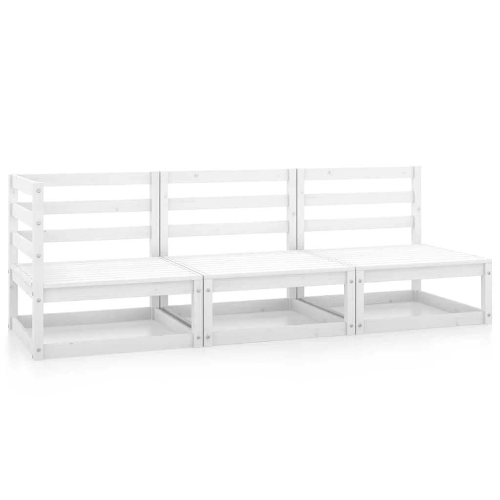 Vetonek Set de salón de jardín de 3 piezas blanco madera maciza de pino