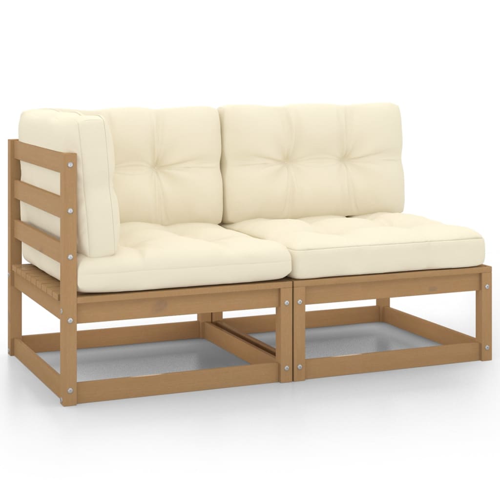 Vetonek Set de muebles de jardín 2 pzas cojines madera pino marrón miel