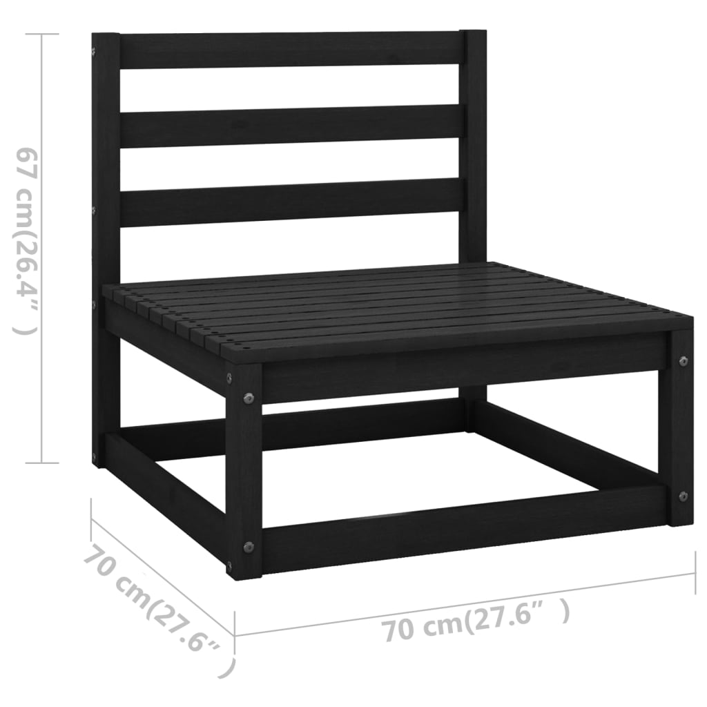 Set de muebles de jardín 2 pzas con cojines madera pino negro vidaXL