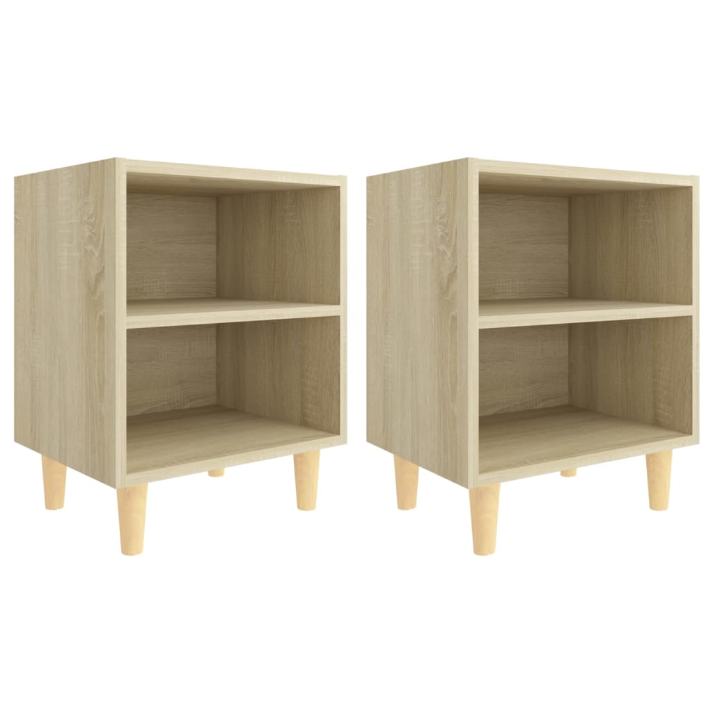 Mesitas de noche 2 uds con patas madera roble Sonoma 40x30x50cm - Vetonek