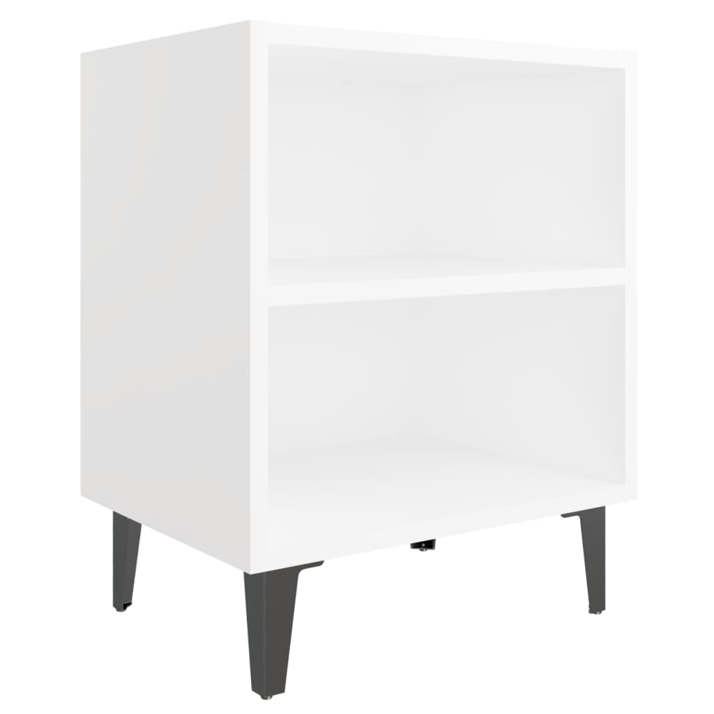 Night tables with metal legs 2 units white 40x30x50 cm