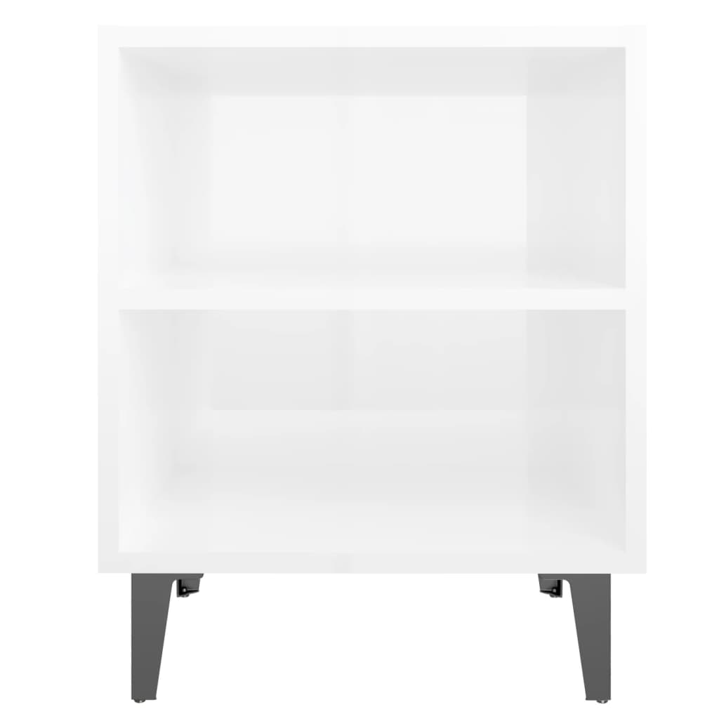 Mesitas de noche patas metal 2 uds blanco brillo 40x30x50 cm vidaXL