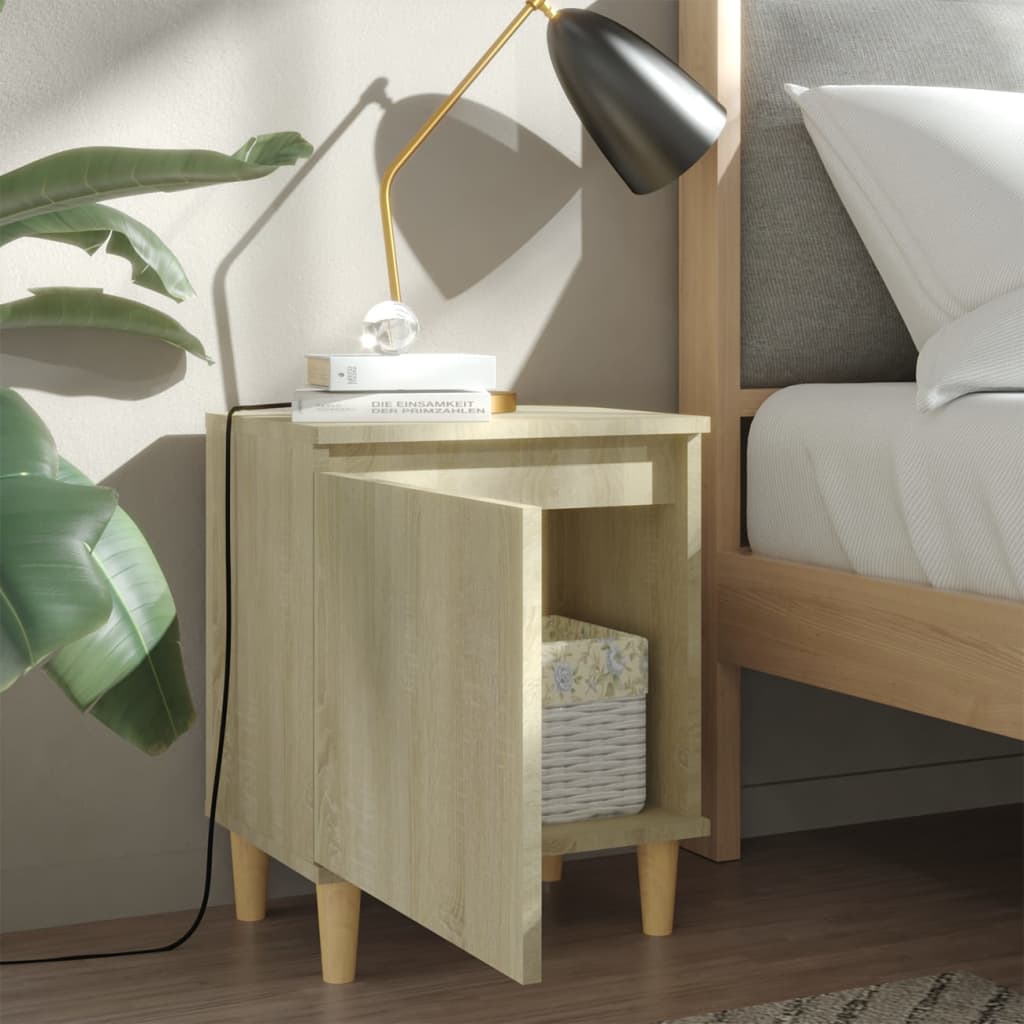 Night Messitas 2 UDS con gambe in legno Oak Sonoma 40x30x50cm