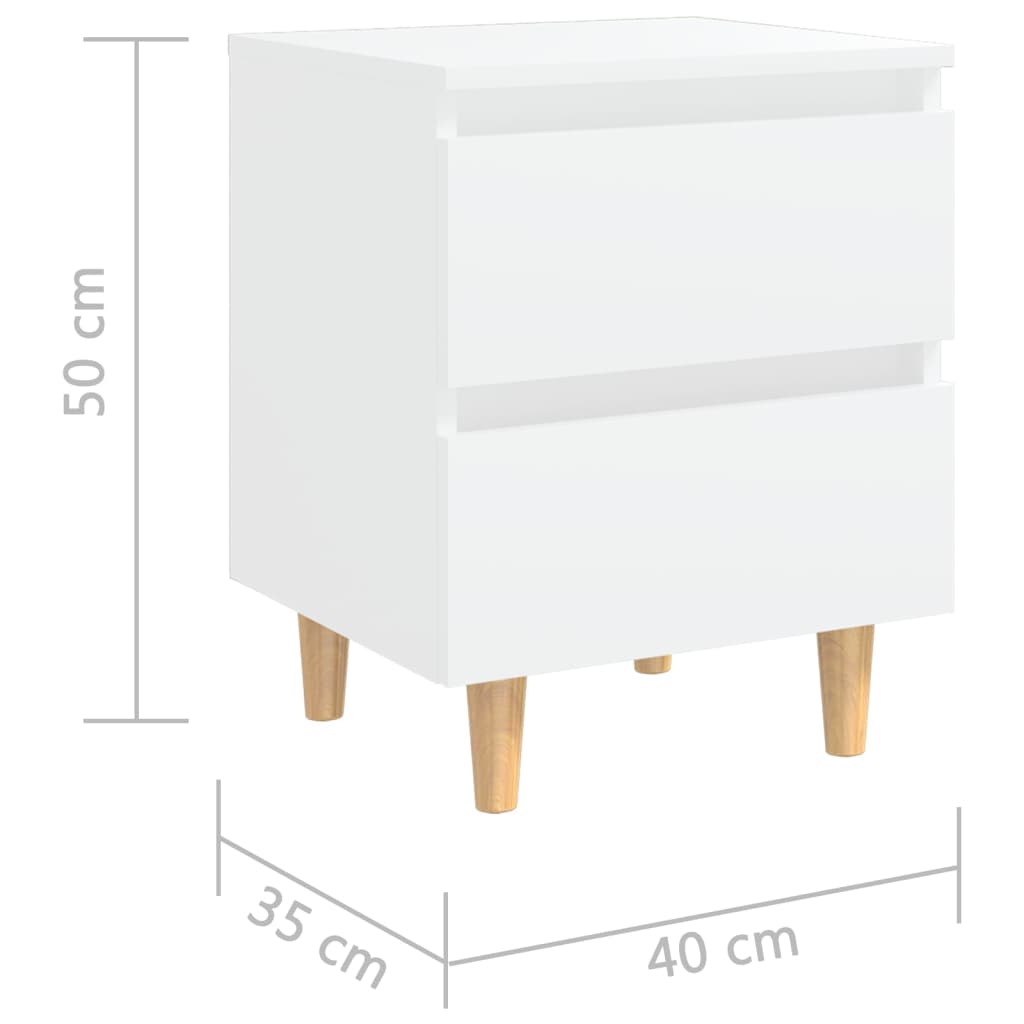 Mesitas de noche 2 uds patas madera maciza blanco 40x35x50 cm vidaXL