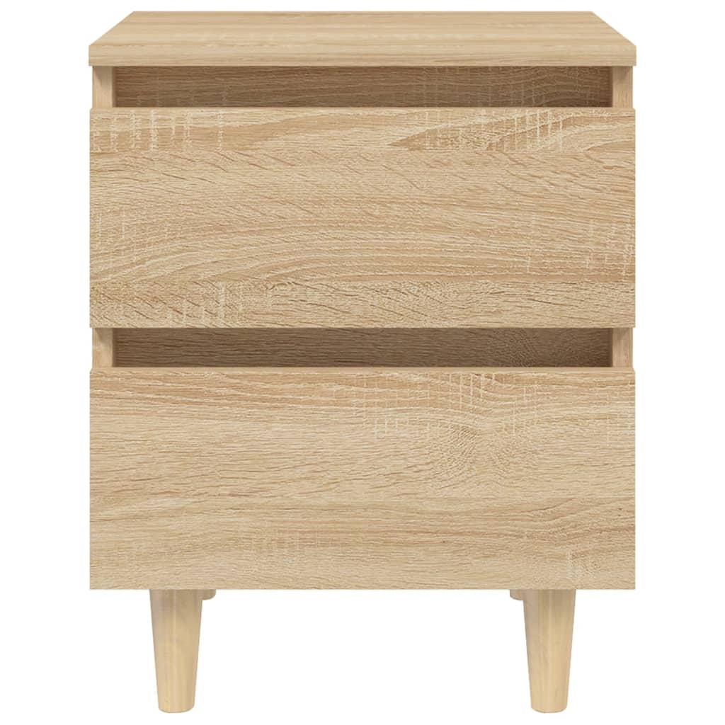 Mesita de noche patas madera maciza roble Sonoma 40x35x50 cm