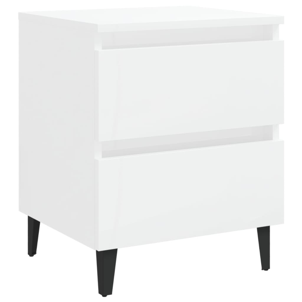 Night tables 2 units white shine 40x35x50 cm