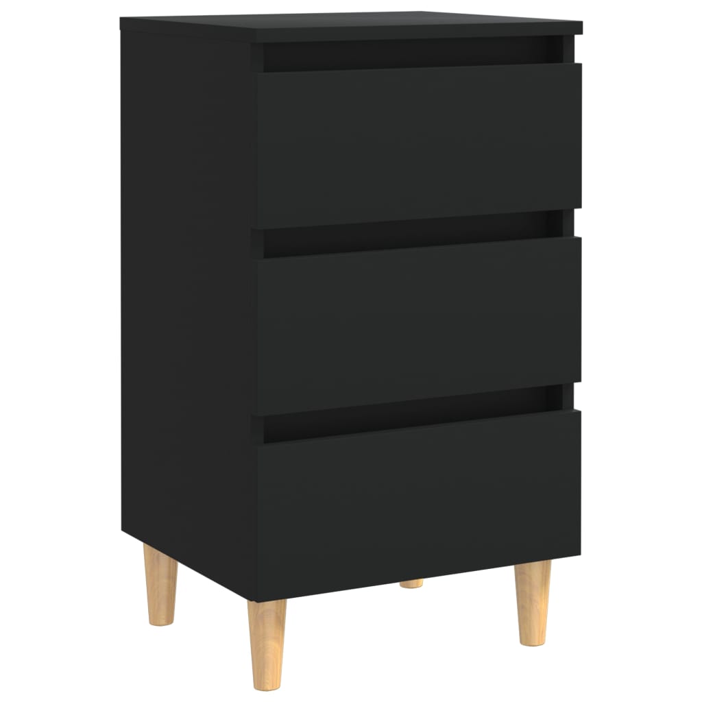 Mesitas de noche 2 uds patas madera maciza negro 40x35x69 cm vidaXL