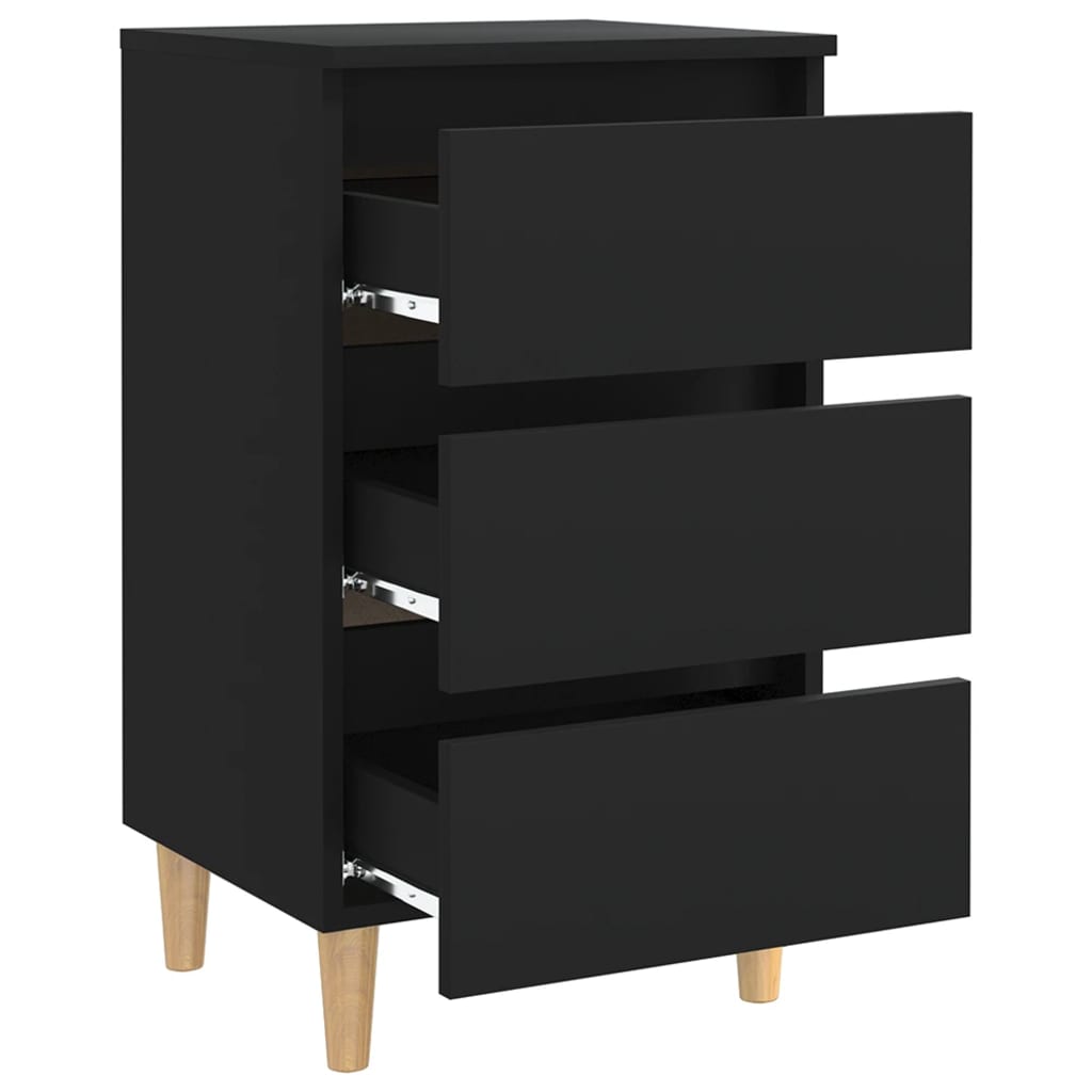 Mesitas de noche 2 uds patas madera maciza negro 40x35x69 cm vidaXL