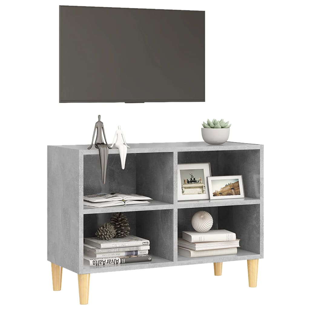 TV furniture wooden legs gray concrete 69.5x30x50 cm