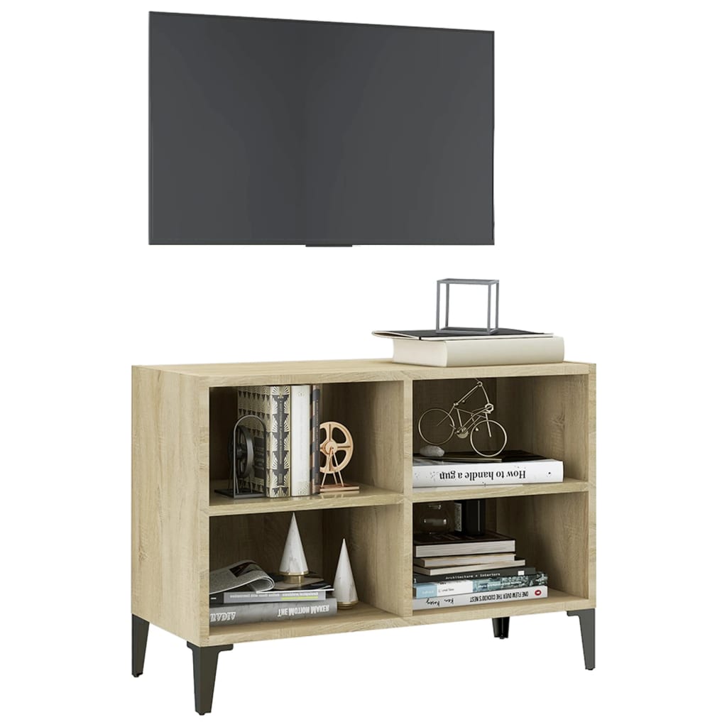 Mueble de TV con patas metal color roble Sonoma 69,5x30x50 cm