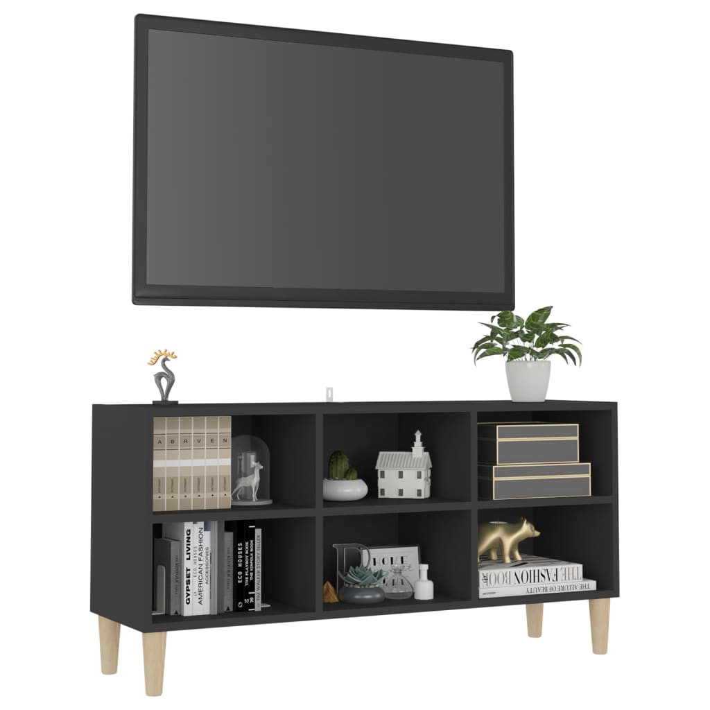 Mueble de TV patas madera maciza gris 103,5x30x50 cm vidaXL