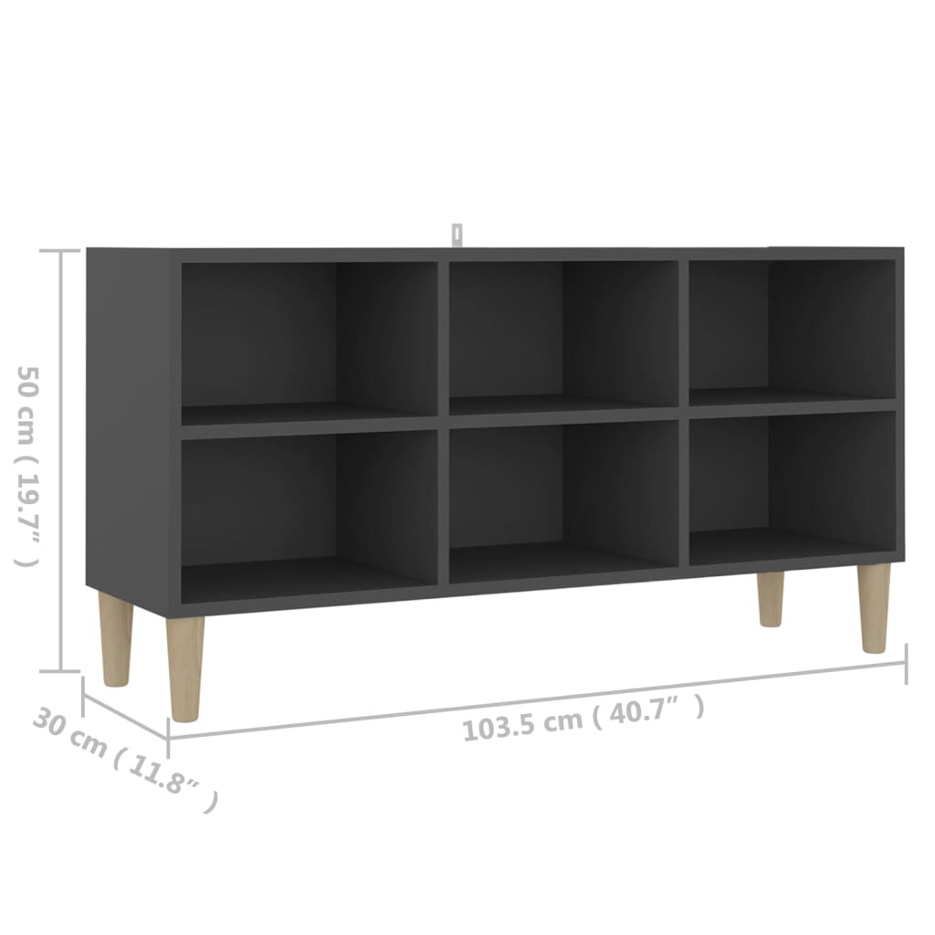 Mueble de TV patas madera maciza gris 103,5x30x50 cm vidaXL