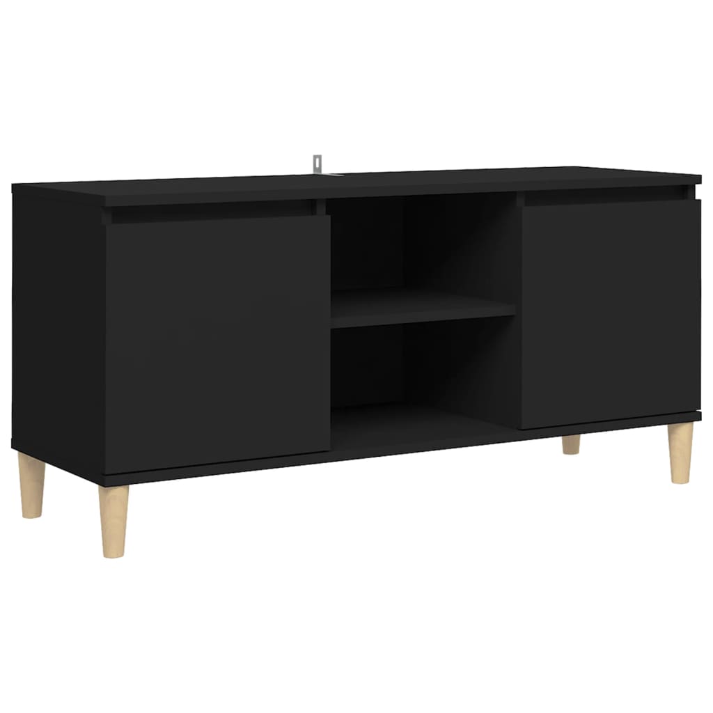 Mueble de TV con patas de madera maciza negro 103,5x35x50 cm vidaXL