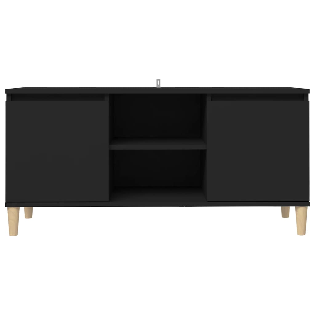 Mueble de TV con patas de madera maciza negro 103,5x35x50 cm vidaXL