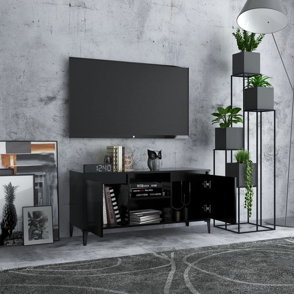 Mueble de TV con patas de metal negro 103,5x35x50 cm vidaXL