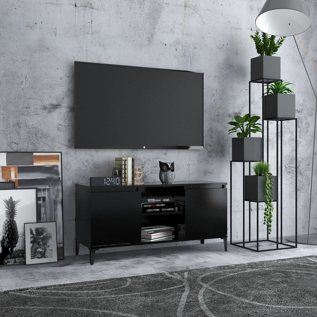 Vetonek Mueble de TV con patas de metal negro 103,5x35x50 cm